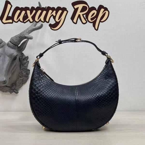 Replica Fendi Women FF Fendigraphy Small Black Python Leather Bag 3