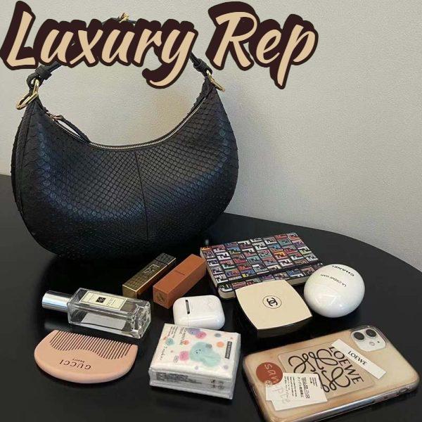 Replica Fendi Women FF Fendigraphy Small Black Python Leather Bag 5