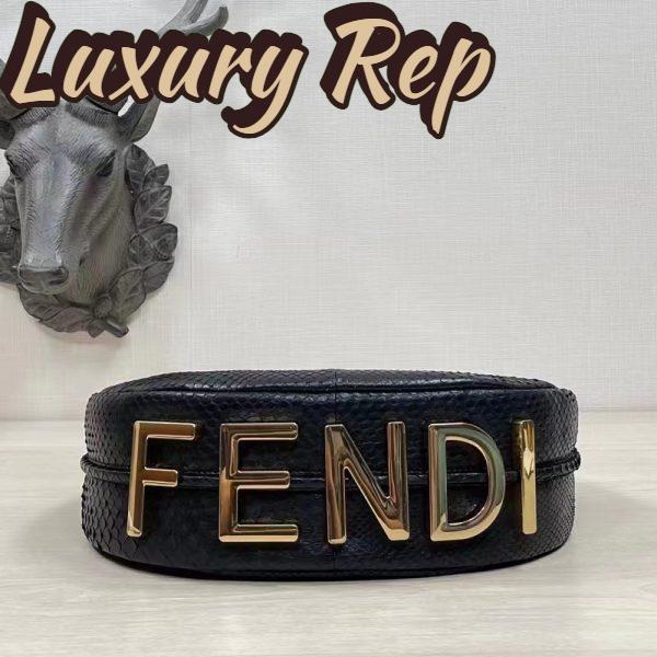 Replica Fendi Women FF Fendigraphy Small Black Python Leather Bag 8