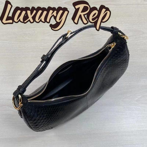 Replica Fendi Women FF Fendigraphy Small Black Python Leather Bag 9