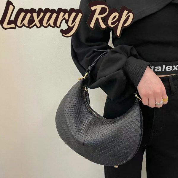 Replica Fendi Women FF Fendigraphy Small Black Python Leather Bag 10