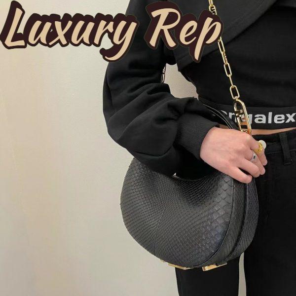 Replica Fendi Women FF Fendigraphy Small Black Python Leather Bag 12