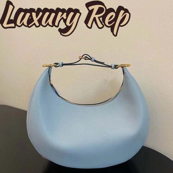 Replica Fendi Women FF Fendigraphy Small Light Blue Leather Bag 3