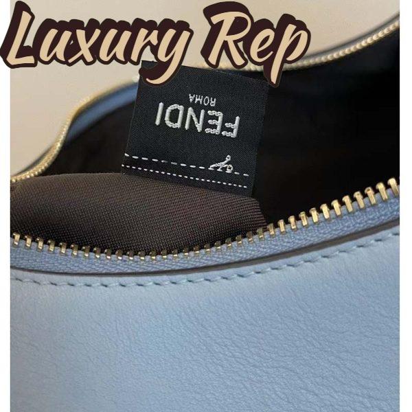 Replica Fendi Women FF Fendigraphy Small Light Blue Leather Bag 7