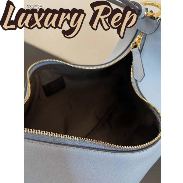 Replica Fendi Women FF Fendigraphy Small Light Blue Leather Bag 9