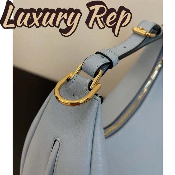 Replica Fendi Women FF Fendigraphy Small Light Blue Leather Bag 10