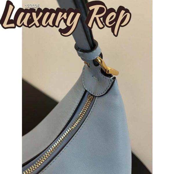 Replica Fendi Women FF Fendigraphy Small Light Blue Leather Bag 11