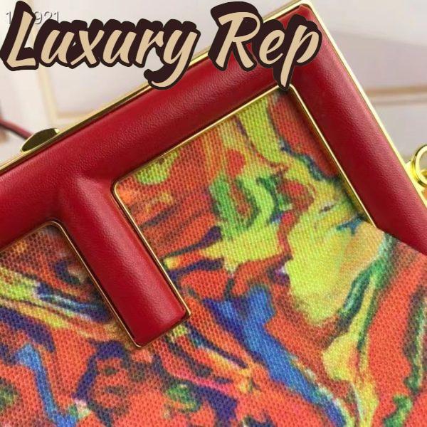 Replica Fendi Women FF First Medium Red Marble Fabric Bag 7
