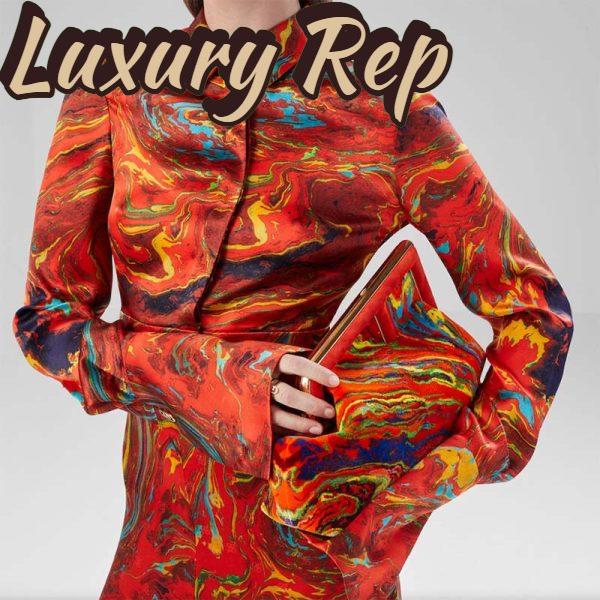 Replica Fendi Women FF First Medium Red Marble Fabric Bag 11