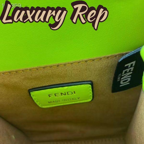 Replica Fendi Women FF Mini Sunshine Shopper Acid Green Leather Mini Bag 9