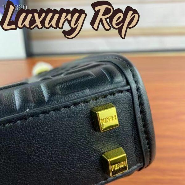 Replica Fendi Women FF Mini Sunshine Shopper Black Leather Mini Bag 8