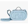 Replica Fendi Women FF O’Lock Mini Camera Case Light Blue Leather Mini Bag