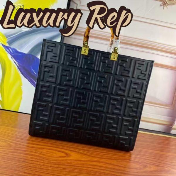 Replica Fendi Women FF Sunshine Medium Black Leather Shopper 3