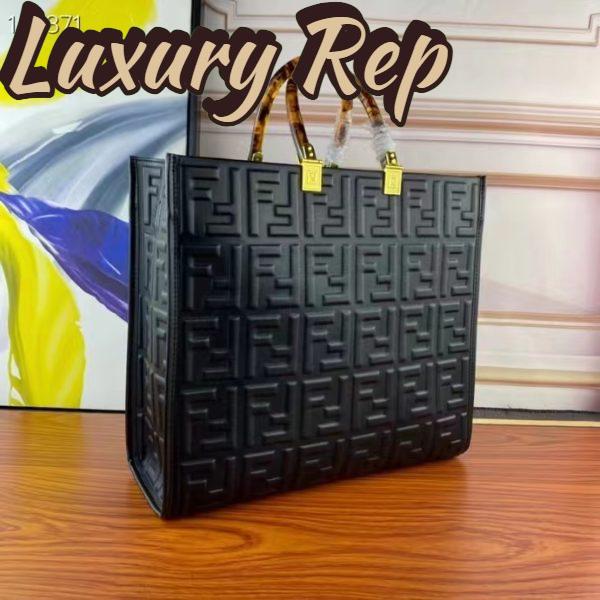 Replica Fendi Women FF Sunshine Medium Black Leather Shopper 5