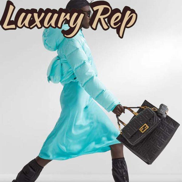 Replica Fendi Women FF Sunshine Medium Black Leather Shopper 11