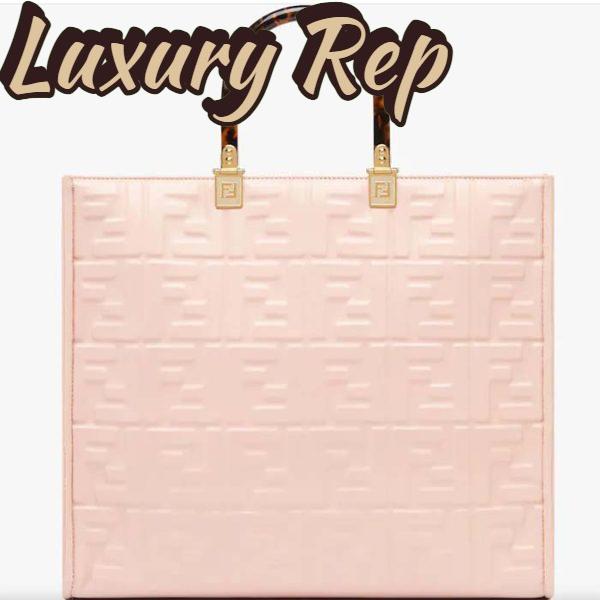 Replica Fendi Women FF Sunshine Medium Pink Leather Shopper