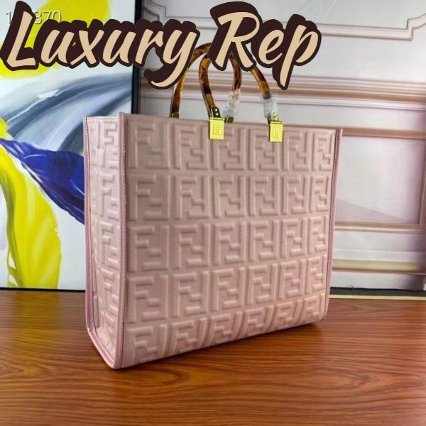 Replica Fendi Women FF Sunshine Medium Pink Leather Shopper 5