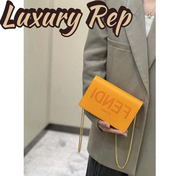 Replica Fendi Women FF Wallet On Chain Brown Leather Mini Bag 14