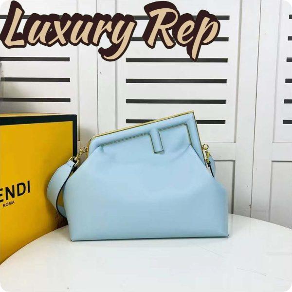 Replica Fendi Women First Medium Light Blue Leather Bag 3