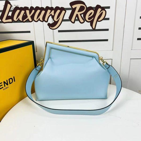 Replica Fendi Women First Medium Light Blue Leather Bag 4