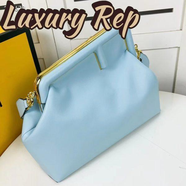 Replica Fendi Women First Medium Light Blue Leather Bag 5