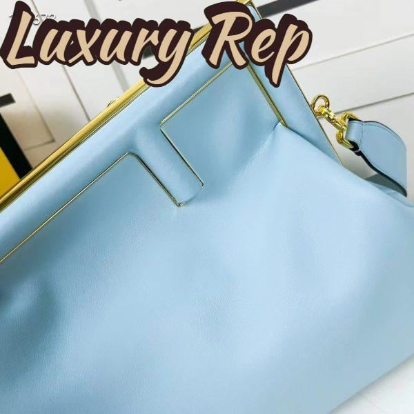 Replica Fendi Women First Medium Light Blue Leather Bag 6