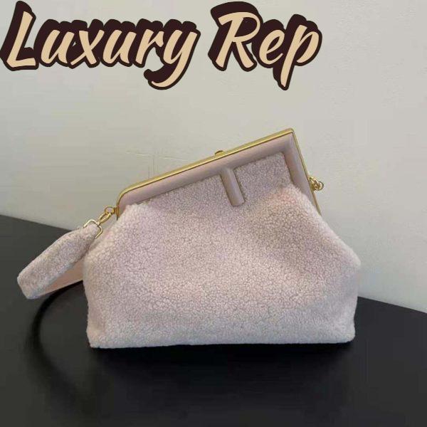 Replica Fendi Women First Medium Pink Sheepskin Bag 3