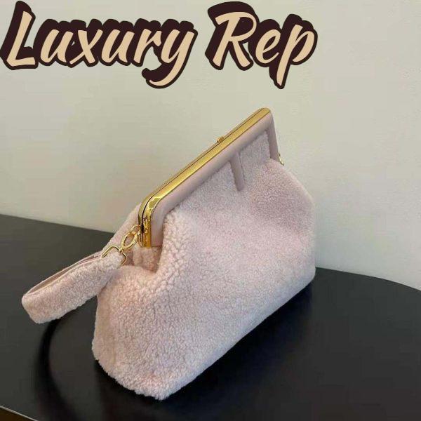 Replica Fendi Women First Medium Pink Sheepskin Bag 5
