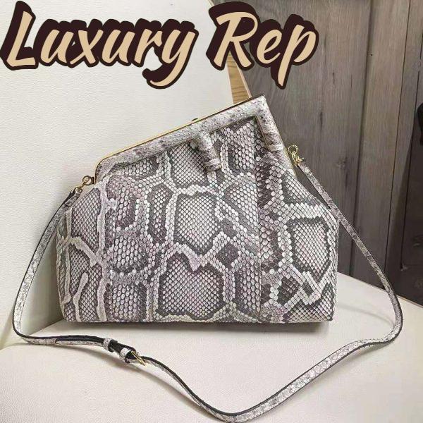 Replica Fendi Women First Medium White Python Leather Bag 3
