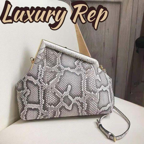 Replica Fendi Women First Medium White Python Leather Bag 4