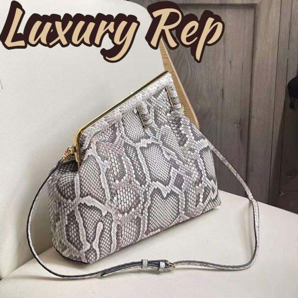 Replica Fendi Women First Medium White Python Leather Bag 5