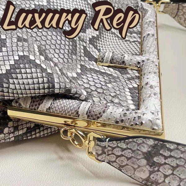 Replica Fendi Women First Medium White Python Leather Bag 7