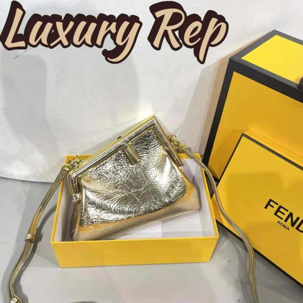 Replica Fendi Women First Small Gold Laminated Leather Bag 3