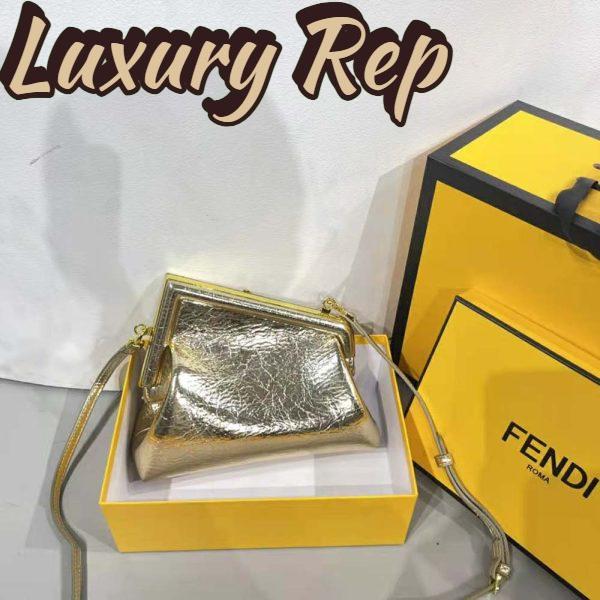 Replica Fendi Women First Small Gold Laminated Leather Bag 4