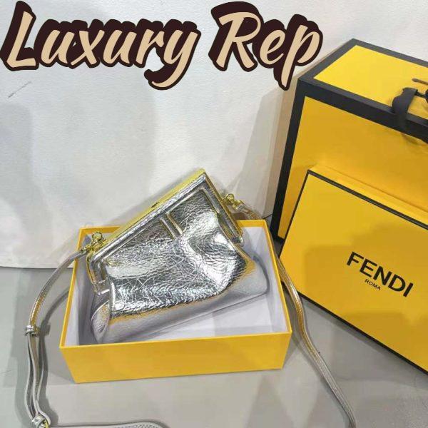 Replica Fendi Women First Small Silver Laminated Leather Bag 3