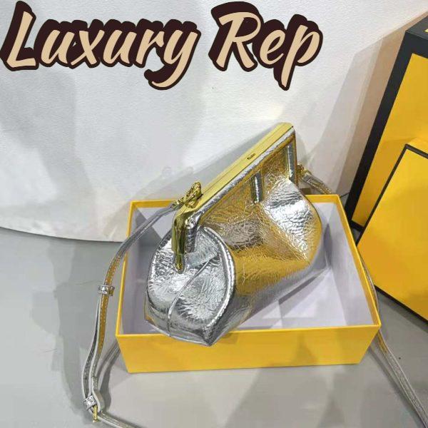 Replica Fendi Women First Small Silver Laminated Leather Bag 5