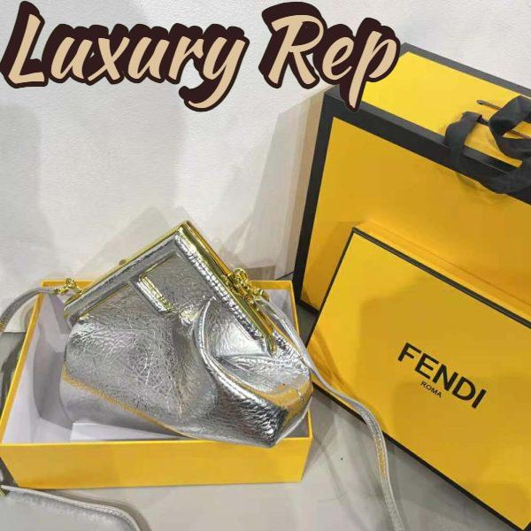 Replica Fendi Women First Small Silver Laminated Leather Bag 6