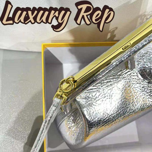 Replica Fendi Women First Small Silver Laminated Leather Bag 8
