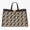 Replica Fendi Women Large Peekaboo X-Tote Bag Black FF Raffia Bag