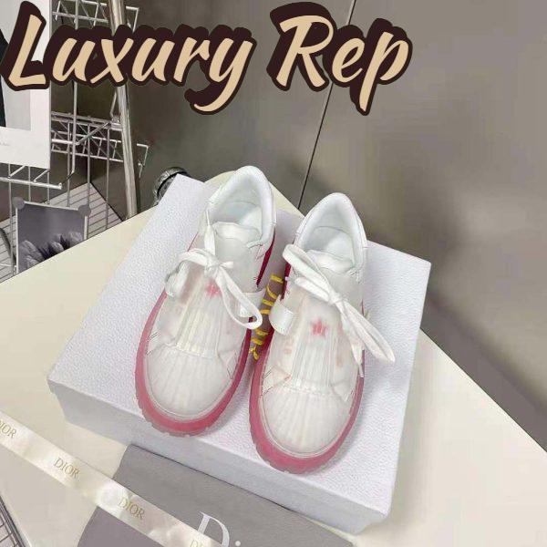 Replica Dior Women Dior-Id Sneaker White Calfskin and Transparent Red Rubber 3