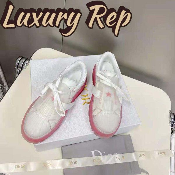 Replica Dior Women Dior-Id Sneaker White Calfskin and Transparent Red Rubber 4