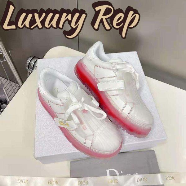 Replica Dior Women Dior-Id Sneaker White Calfskin and Transparent Red Rubber 5