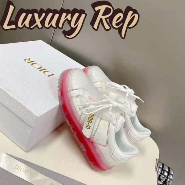 Replica Dior Women Dior-Id Sneaker White Calfskin and Transparent Red Rubber 6