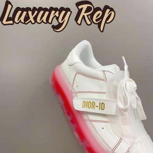 Replica Dior Women Dior-Id Sneaker White Calfskin and Transparent Red Rubber 11