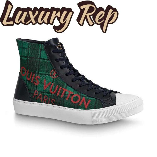 Replica Louis Vuitton LV Unisex Tattoo Sneaker Boot in Damier Tartan Canvas-Green