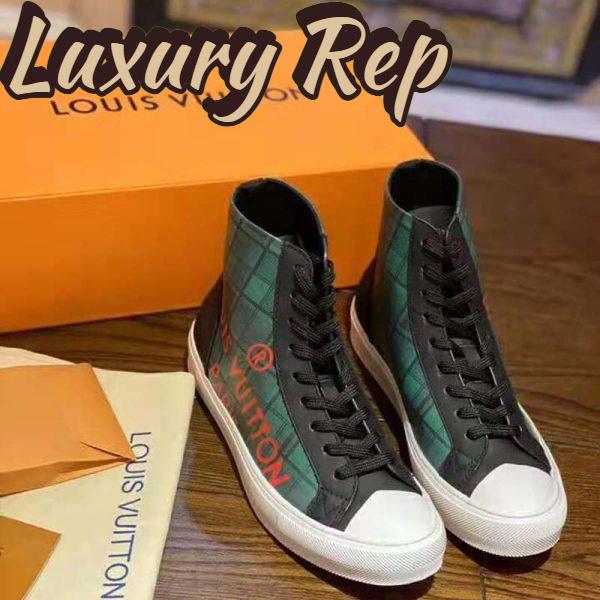 Replica Louis Vuitton LV Unisex Tattoo Sneaker Boot in Damier Tartan Canvas-Green 3