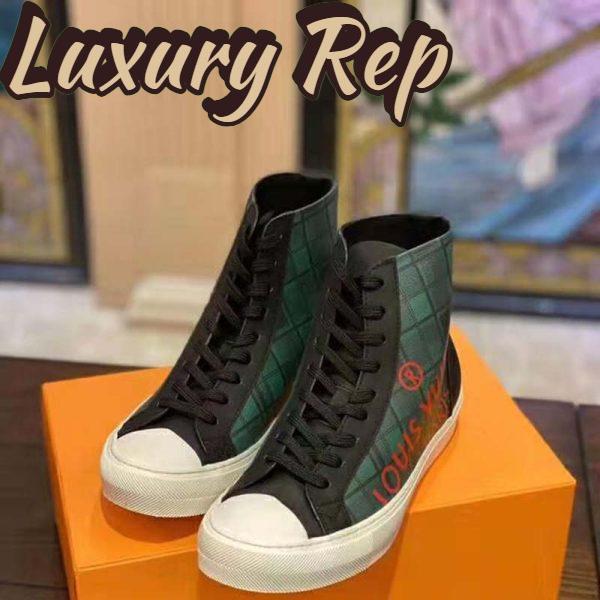 Replica Louis Vuitton LV Unisex Tattoo Sneaker Boot in Damier Tartan Canvas-Green 4