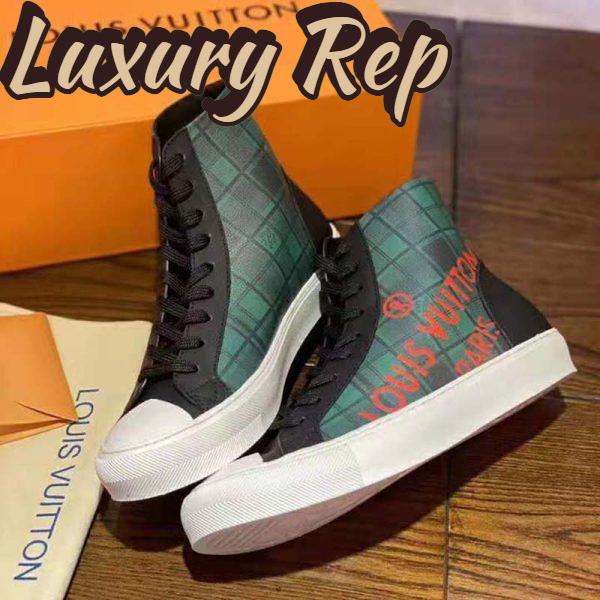 Replica Louis Vuitton LV Unisex Tattoo Sneaker Boot in Damier Tartan Canvas-Green 5