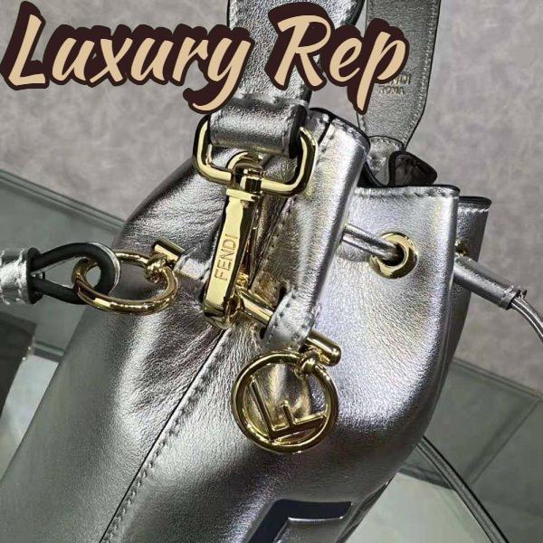 Replica Fendi Women Mon Tresor Silver Laminated Leather Mini Bag 8