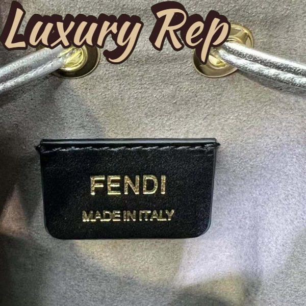 Replica Fendi Women Mon Tresor Silver Laminated Leather Mini Bag 10